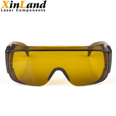 желтые защитные стекла предохранения от глаза лазера 190~420&amp;850~1300nm для лазера YAG 1064nm и машины лазера волокна